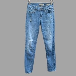 PacSun medium wash distressed low rise skinny jeans